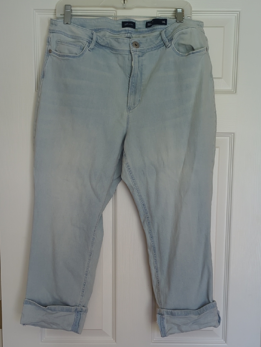 J Jill Light Wash Women's High-rise Cropped Jeans With Rolled Hem Sz 14P Petite